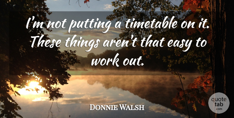 Donnie Walsh Quote About Easy, Putting, Timetable, Work: Im Not Putting A Timetable...