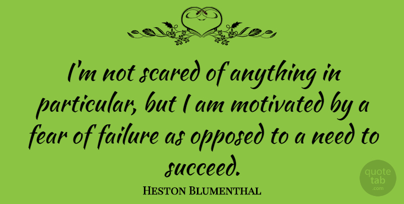 Heston Blumenthal Quote About Succeed, Needs, Scared: Im Not Scared Of Anything...