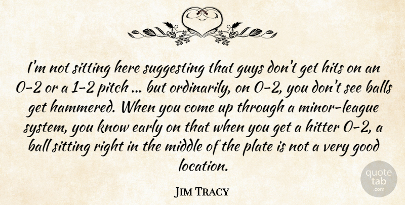 Jim Tracy Quote About Balls, Early, Good, Guys, Hits: Im Not Sitting Here Suggesting...