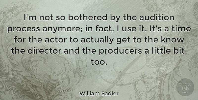 William Sadler Quote About Audition, Bothered, Producers, Time: Im Not So Bothered By...