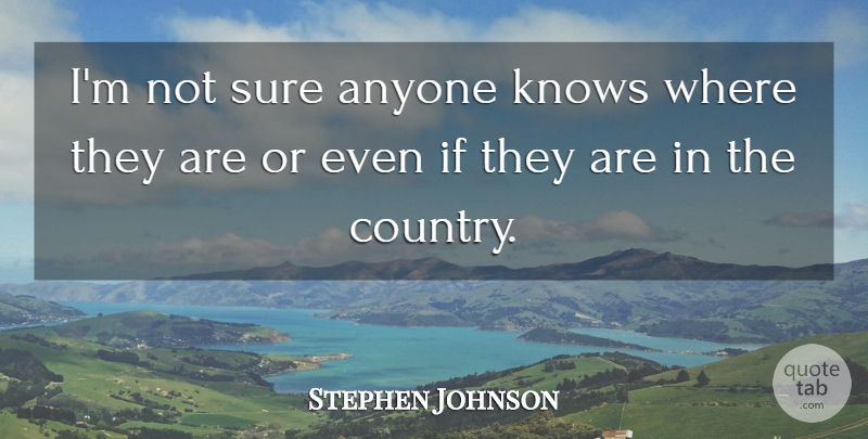 Stephen Johnson Quote About Anyone, Knows, Sure: Im Not Sure Anyone Knows...
