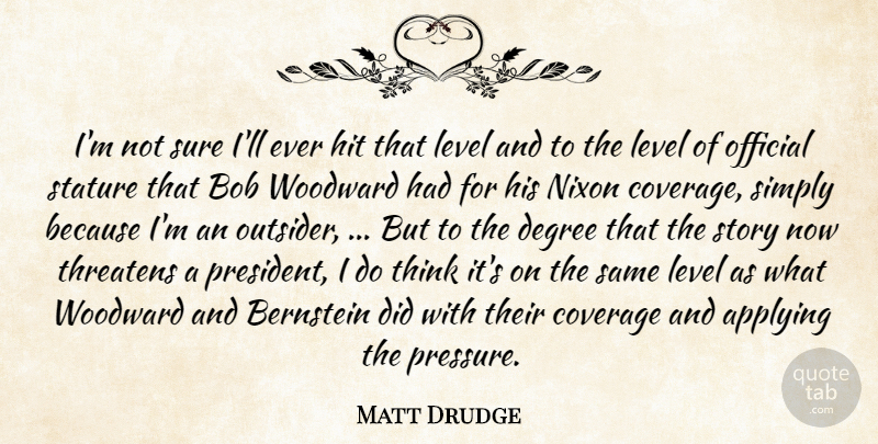 Matt Drudge Quote About Applying, Bob, Coverage, Degree, Hit: Im Not Sure Ill Ever...