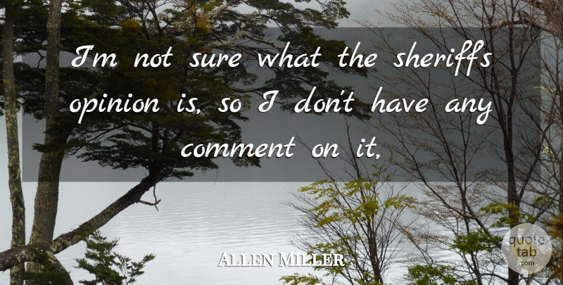 Allen Miller Quote About Comment, Opinion, Sure: Im Not Sure What The...