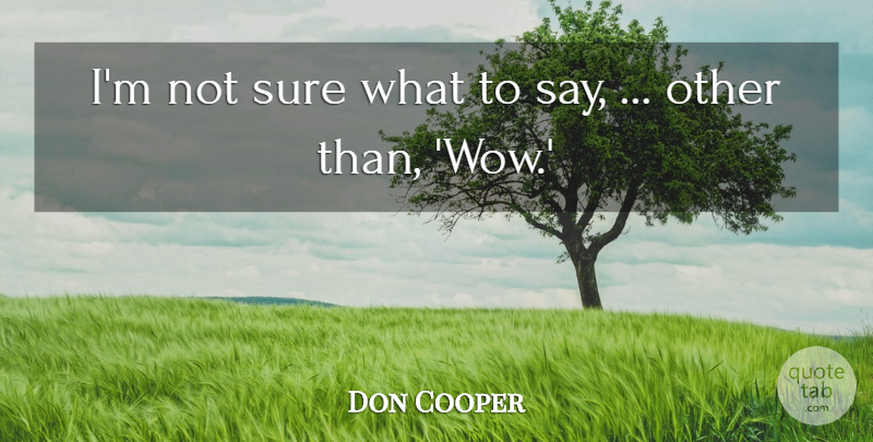 Don Cooper Quote About Sure: Im Not Sure What To...