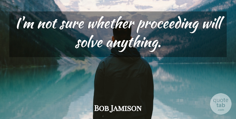 Bob Jamison Quote About Solve, Sure, Whether: Im Not Sure Whether Proceeding...