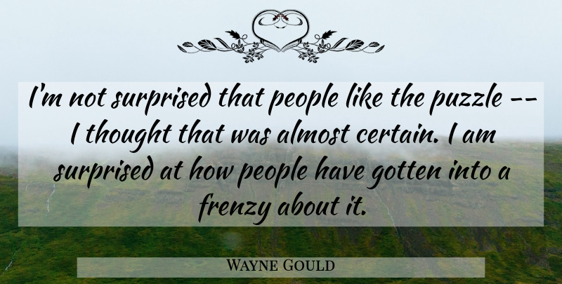 Wayne Gould Quote About Almost, Frenzy, Gotten, People, Puzzle: Im Not Surprised That People...