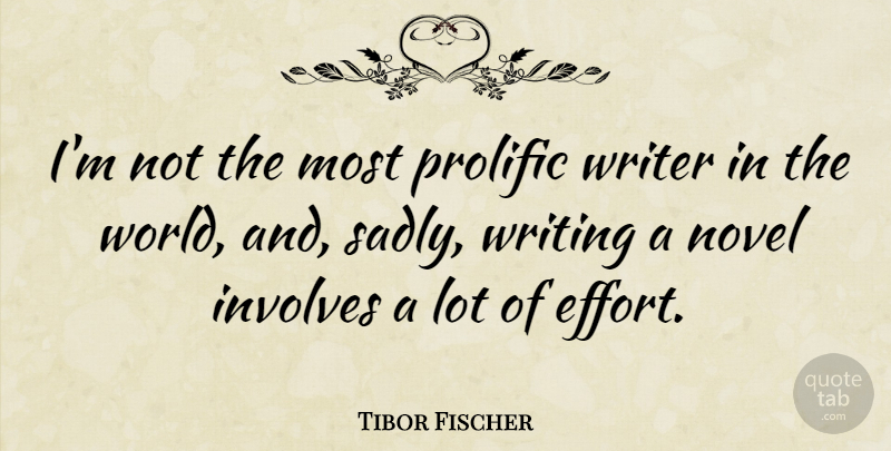Tibor Fischer Quote About Involves, Prolific: Im Not The Most Prolific...