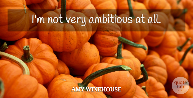Amy Winehouse Quote About Ambitious: Im Not Very Ambitious At...
