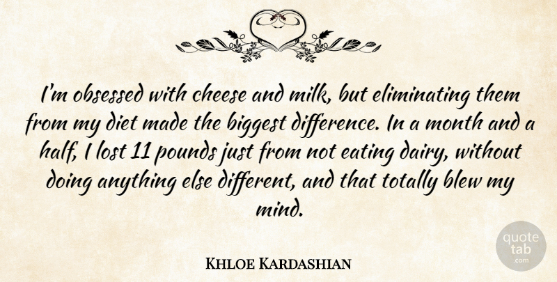 Khloe Kardashian Quote About Biggest, Blew, Cheese, Diet, Eating: Im Obsessed With Cheese And...