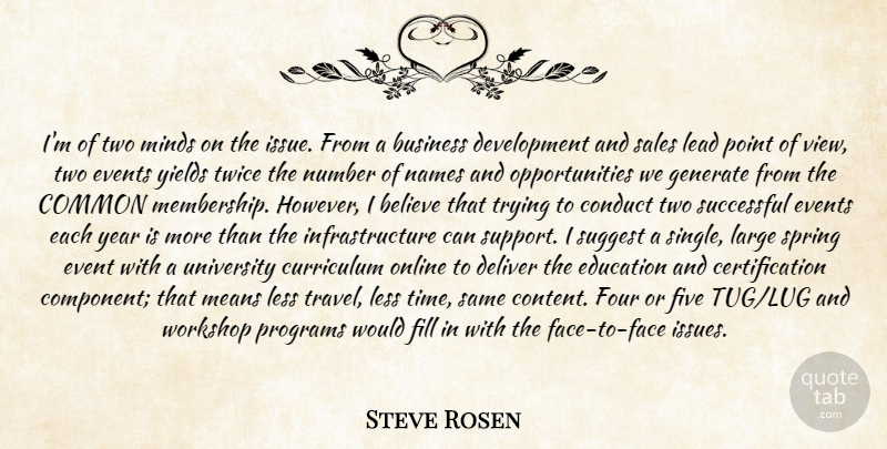 Steve Rosen Quote About Believe, Business, Common, Conduct, Curriculum: Im Of Two Minds On...