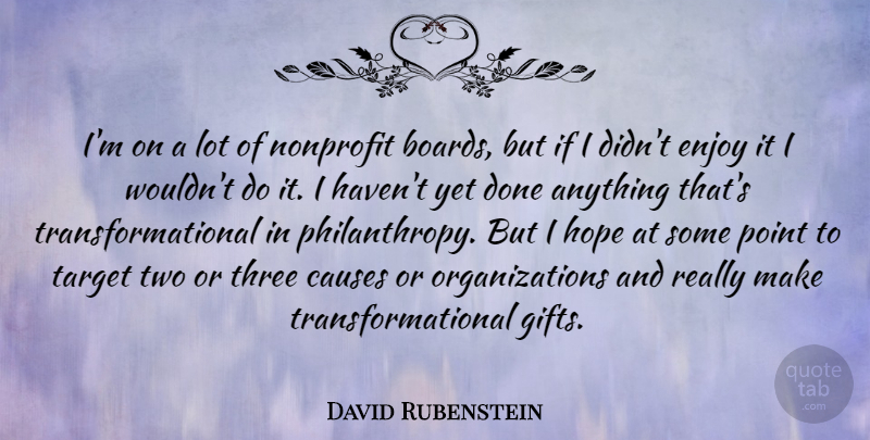 David Rubenstein Quote About Organization, Two, Target: Im On A Lot Of...