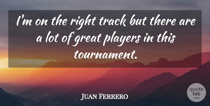 Juan Ferrero Quote About Great, Players, Track: Im On The Right Track...
