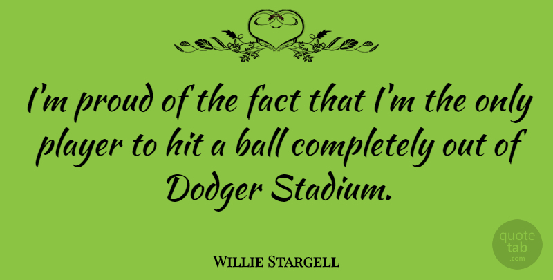 Willie Stargell Quote About Sports, Player, Proud: Im Proud Of The Fact...