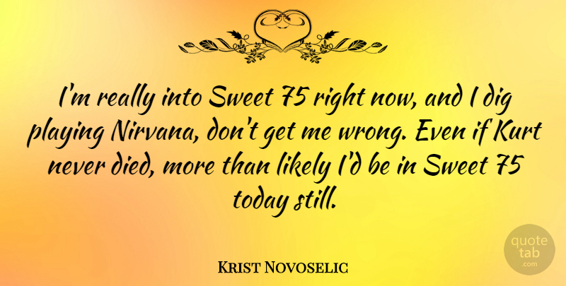 Krist Novoselic Quote About Sweet, Today, Stills: Im Really Into Sweet 75...