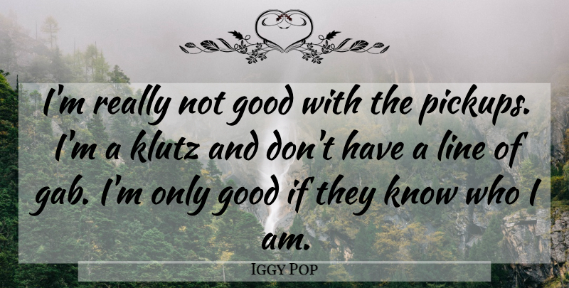 Iggy Pop Quote About Good, Line: Im Really Not Good With...
