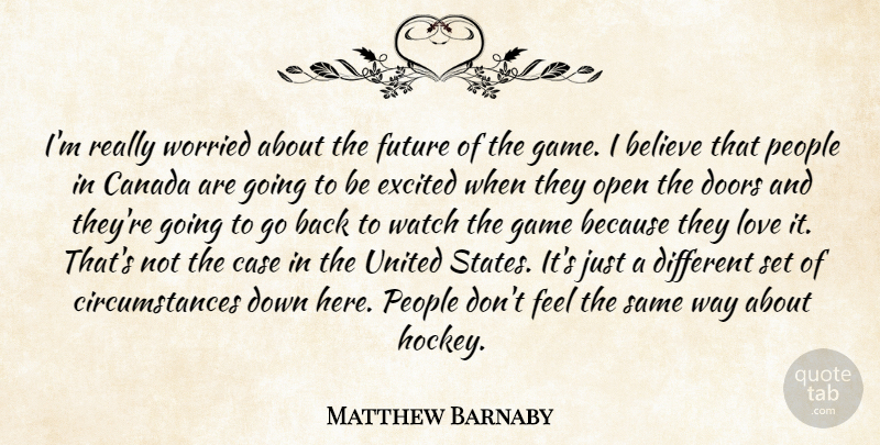 Matthew Barnaby Quote About Believe, Canada, Case, Doors, Excited: Im Really Worried About The...
