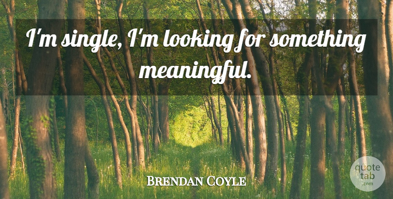Brendan Coyle Quote About Meaningful: Im Single Im Looking For...