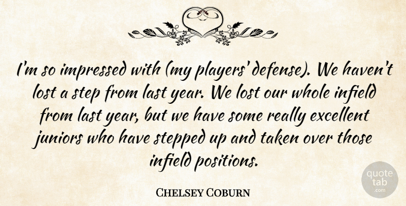Chelsey Coburn Quote About Excellent, Impressed, Juniors, Last, Lost: Im So Impressed With My...