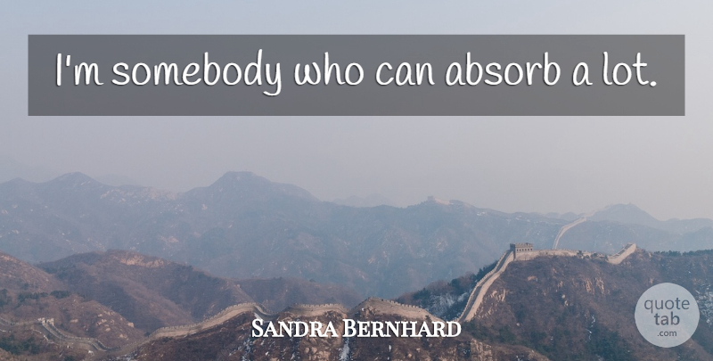 Sandra Bernhard Quote About undefined: Im Somebody Who Can Absorb...