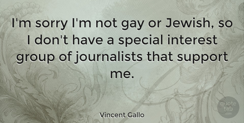 Vincent Gallo Quote About Group, Interest, Special: Im Sorry Im Not Gay...