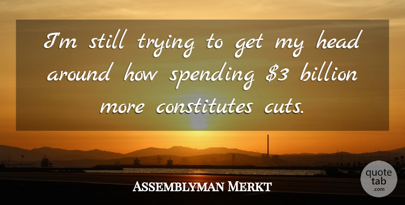 Assemblyman Merkt Quote About Billion, Head, Spending, Trying: Im Still Trying To Get...