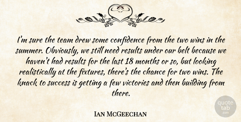 Ian McGeechan Quote About Belt, Building, Chance, Confidence, Drew: Im Sure The Team Drew...