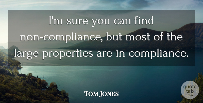 Tom Jones Quote About Large, Properties, Sure: Im Sure You Can Find...