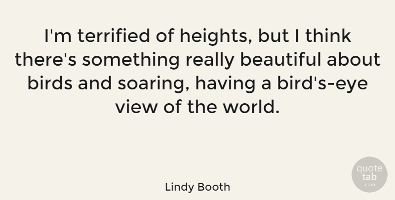 Lindy Booth Quote About Beautiful, Eye, Thinking: Im Terrified Of Heights But...