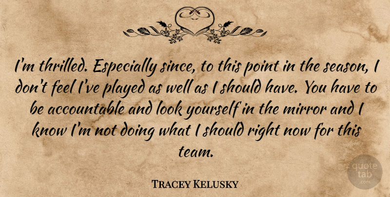 Tracey Kelusky Quote About Mirror, Played, Point: Im Thrilled Especially Since To...