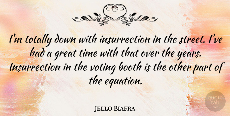 Jello Biafra Quote About Years, Voting, Had A Great Time: Im Totally Down With Insurrection...