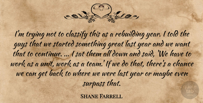 Shane Farrell Quote About Chance, Classify, Great, Guys, Last: Im Trying Not To Classify...