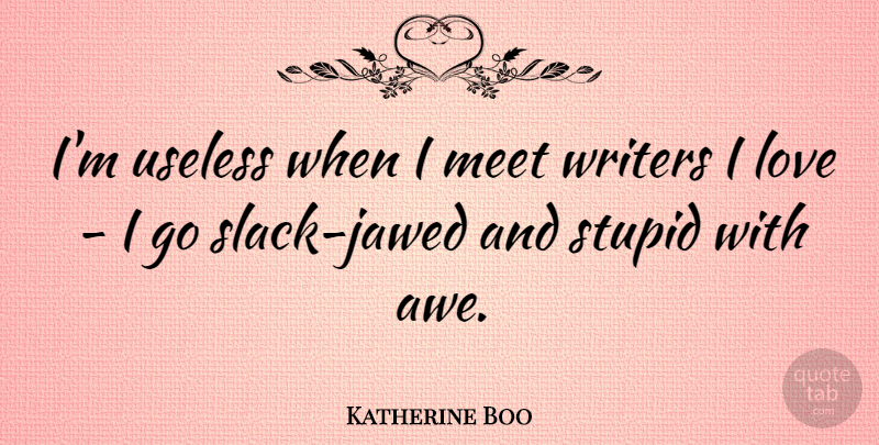 Katherine Boo Quote About Stupid, Useless, Awe: Im Useless When I Meet...