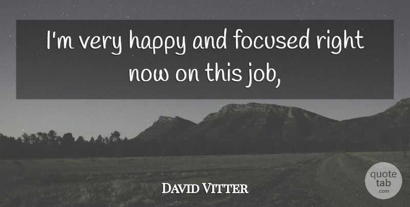 David Vitter Quote About Focused, Happy: Im Very Happy And Focused...
