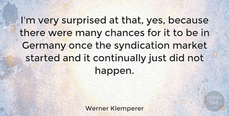 Werner Klemperer Quote About Germany, Chance, Reincarnation: Im Very Surprised At That...