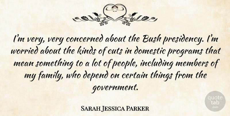 Sarah Jessica Parker Quote About Mean, Cutting, Government: Im Very Very Concerned About...