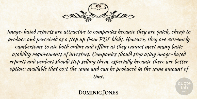 Dominic Jones Quote About Amount, Attractive, Available, Basic, Both: Image Based Reports Are Attractive...