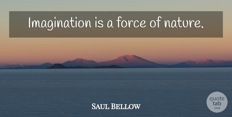 Saul Bellow Quote About Imagination, Force, Forces Of Nature: Imagination Is A Force Of...