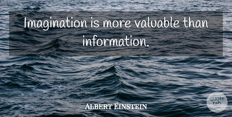 Albert Einstein Quote About Imagination, Information, Valuable: Imagination Is More Valuable Than...
