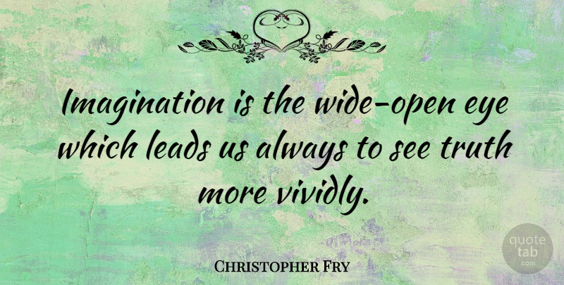 Christopher Fry Quote About Eye, Imagination, Wide: Imagination Is The Wide Open...