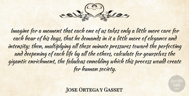 Jose Ortega y Gasset Quote About Perfection, Demand, Care: Imagine For A Moment That...