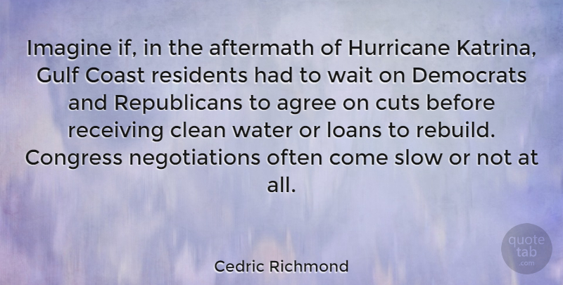 Cedric Richmond Quote About Cutting, Water, Waiting: Imagine If In The Aftermath...