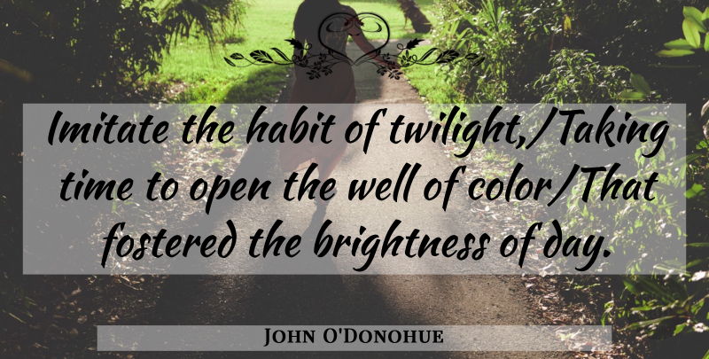 John O'Donohue Quote About Twilight, Color, Relaxation: Imitate The Habit Of Twilighttaking...
