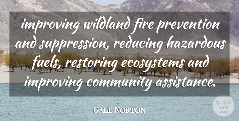 Gale Norton Quote About Community, Ecosystems, Fire, Hazardous, Improving: Improving Wildland Fire Prevention And...