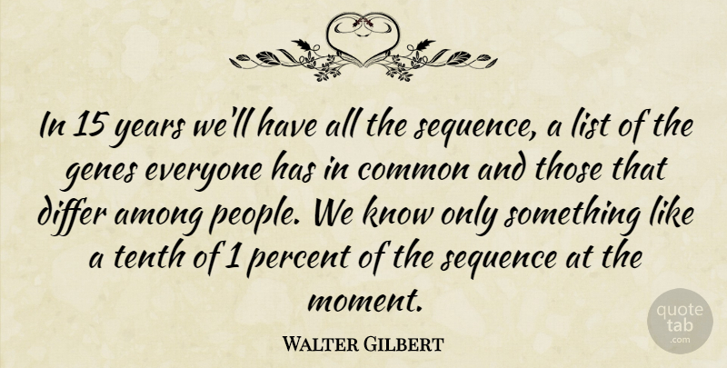Walter Gilbert Quote About Years, People, Lists: In 15 Years Well Have...
