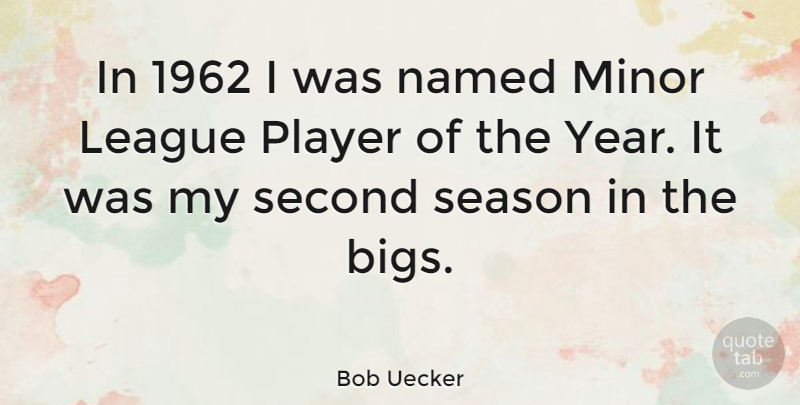 Bob Uecker Quote About Sports, Player, Years: In 1962 I Was Named...