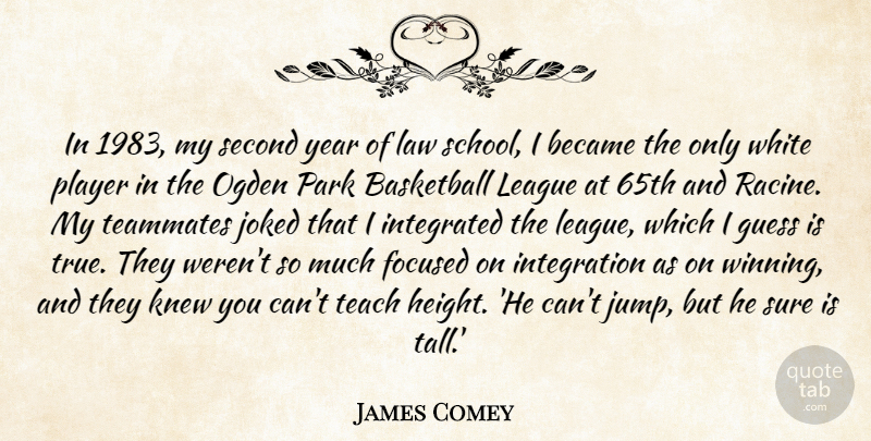 James Comey Quote About Became, Focused, Guess, Integrated, Knew: In 1983 My Second Year...