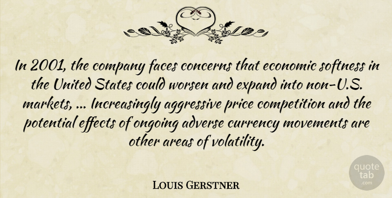 Louis Gerstner Quote About Adverse, Aggressive, Areas, Company, Competition: In 2001 The Company Faces...