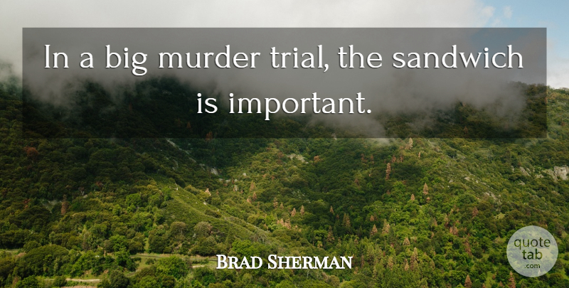 Brad Sherman Quote About Sandwich: In A Big Murder Trial...