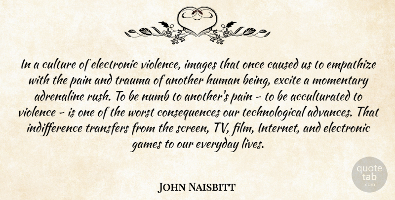 John Naisbitt Quote About Pain, Communication, Games: In A Culture Of Electronic...
