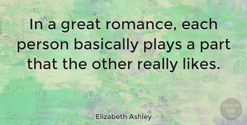 Elizabeth Ashley Quote About Great, Plays: In A Great Romance Each...